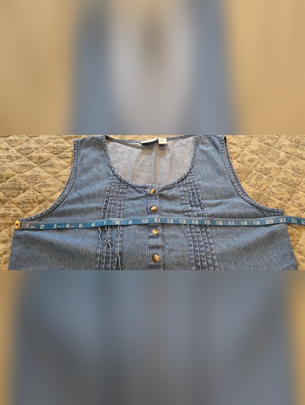 The Vermont Country Store Sleeveless Pintuck Button-Front Maxi Dress - Blue - Picture 7 of 10